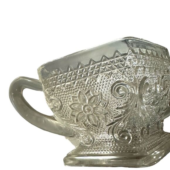 Indiana Tiara Sandwich Clear Glass Diamond Shaped Sugar and Creamer Vintage. - Picture 5 of 6